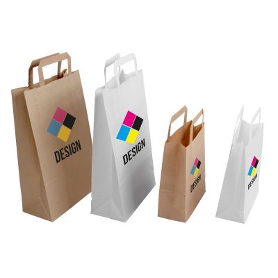 Papieren draagtassen met platte handgreep laten bedrukken